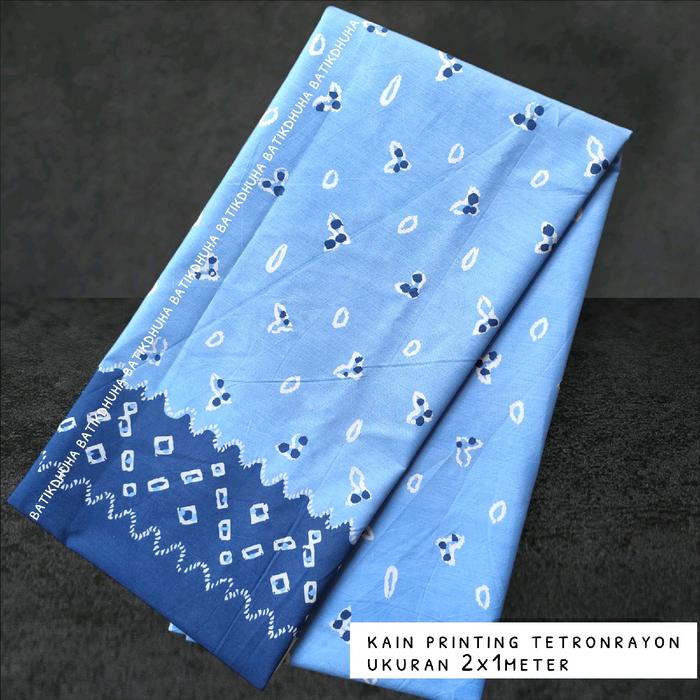 kain batik jumputan ice blue ungu putih