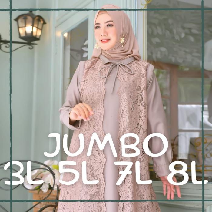 Gamis JUMBO Set Inner dan Outer 2 in 1 Brukat Mix Toyobo Gamis Party Premium Gamis Pesta Gamis Konda