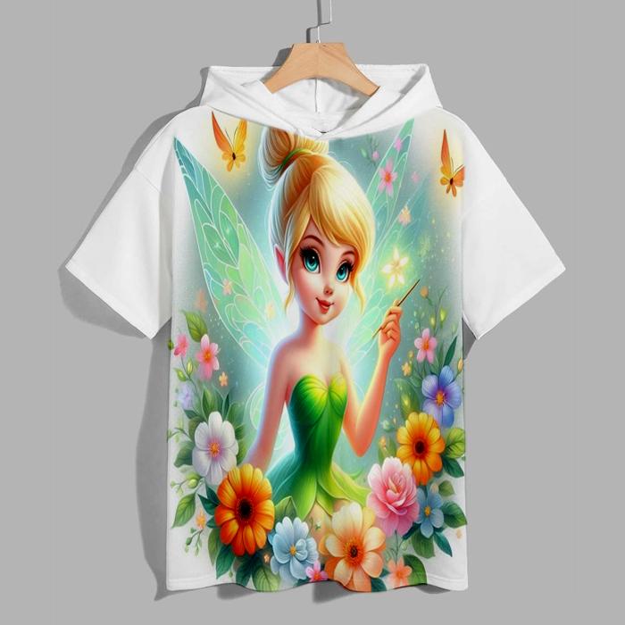 Baju kaos anak hoodie motif karakter boneka kartun tinkerbell DN4 sablon sublim gambar 3D Fashion