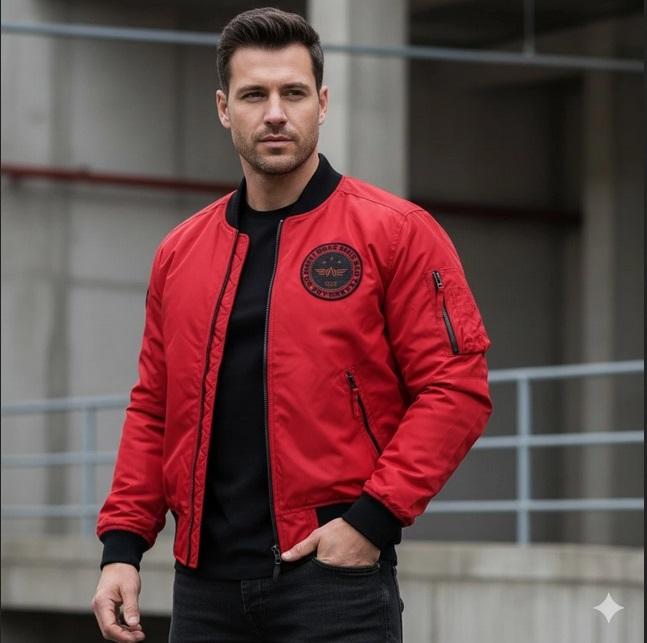 MGee Jacket Bomber Merah Pria Dewasa Jaket M gee Original CROSS C014 RED- UK M - ORI- Full Tag