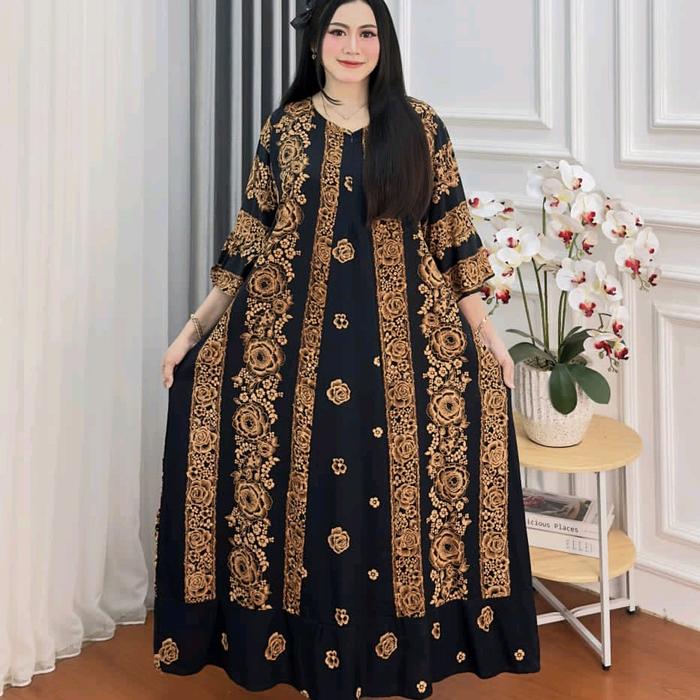 Daster payung jumbo Ld 130 long dress busui Rayon tebal  daster silvi bumil Ibu Menyusui Rempel Lemb