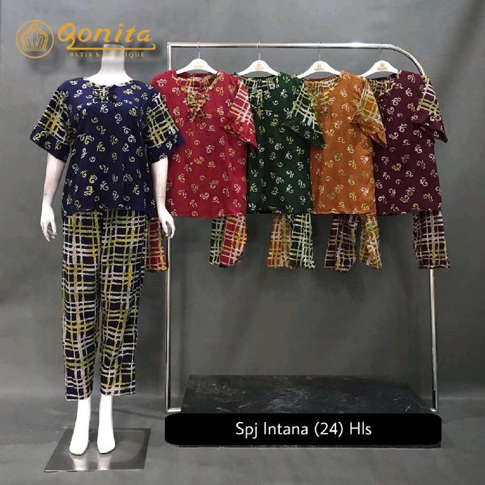 Qonita Setelan Celana Panjang SPJ intana  HLS Batik Pekalongan Bahan Super Adem Lingkar Dada 110 cm 