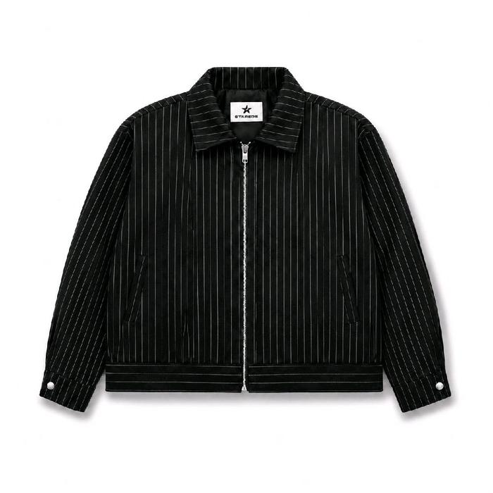 OLXame - Jacket Work Boxy Zipper -Stripe Zip Work Jacket