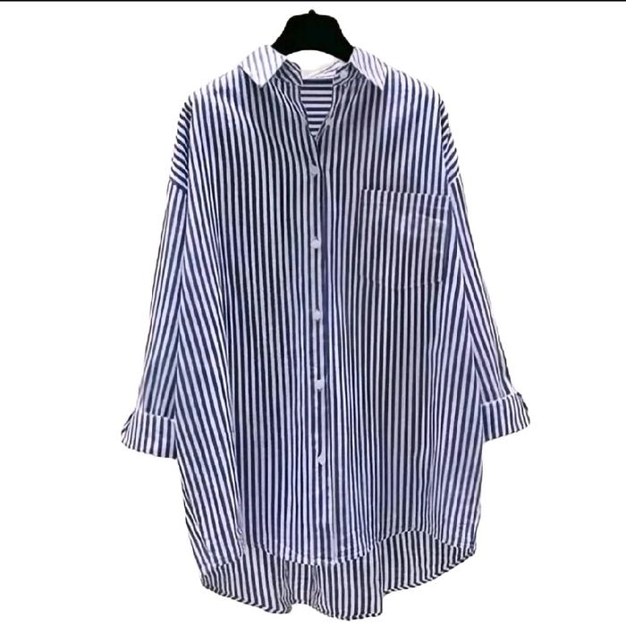 Atasan oversize salur premium / kemeja salur premium oversize terbaru / kemeja oversize salur katun 