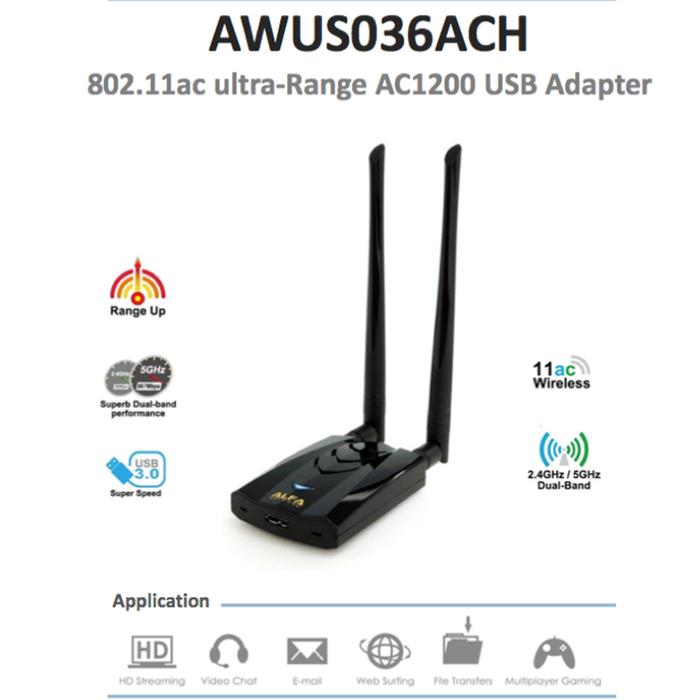 ALFA AWUS036ACH Uses RTL8812AU Chipset High-power Wireless Network