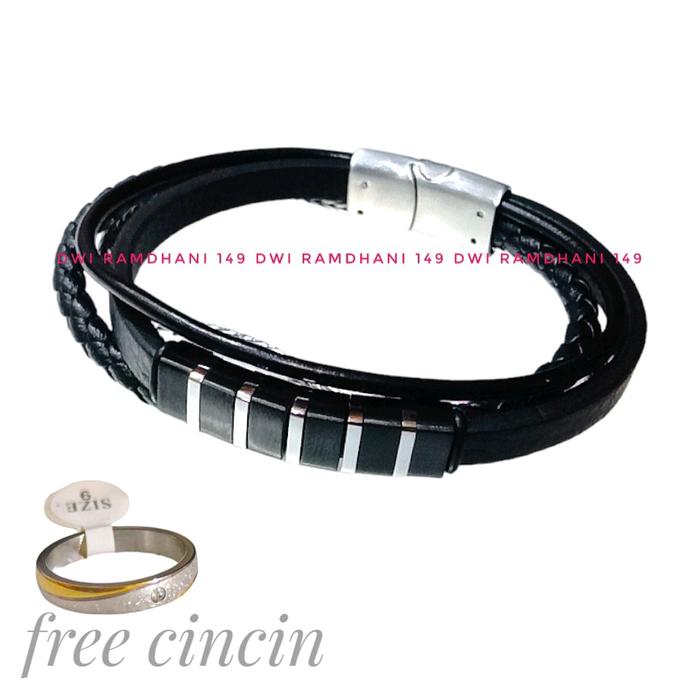 Gelang Kulit Pria wanita / Gelang Titanium GKL 001