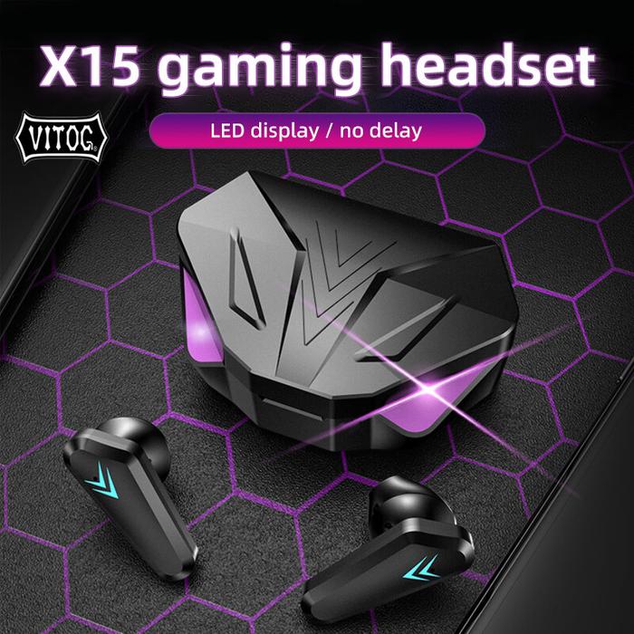 VITOG X15 TWS Headset Stereo Seluler 45Ms, Headset Stereo Kompetitif