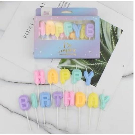 Lilin Ulang Tahun Huruf PASTEL Candle Happy Birthday Lilin Abjad HBD