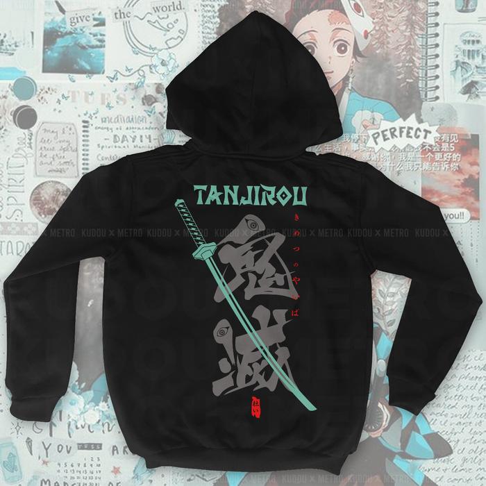 Hoodie Tanjiro Katana Black Anime Manga Demon Slayer KNY Premium Unisex