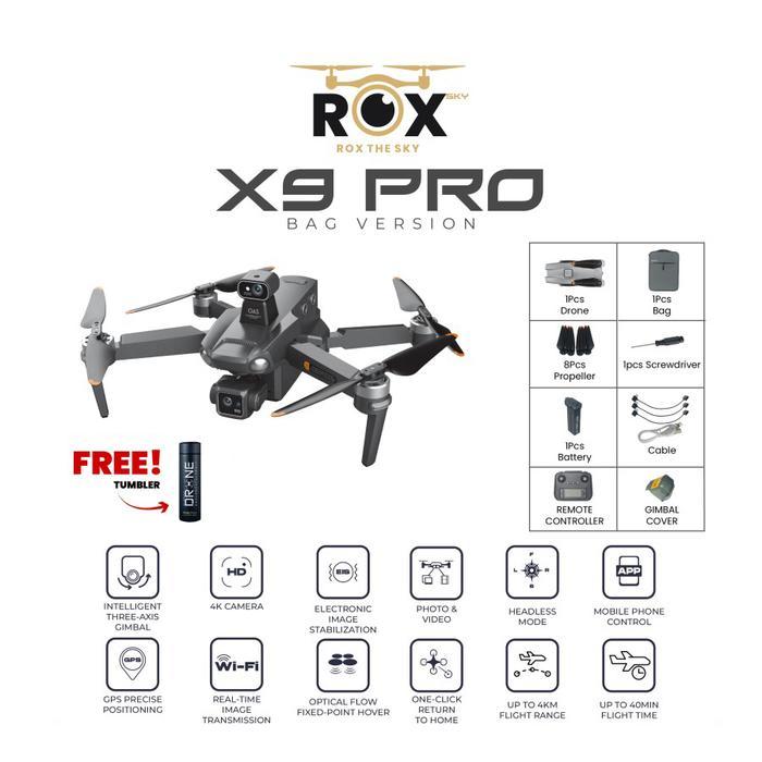 ROX X9 PRO GPS Drone 3-Axis Gimbal 4KM Camera 4K 12MP RC Quadcopter Original