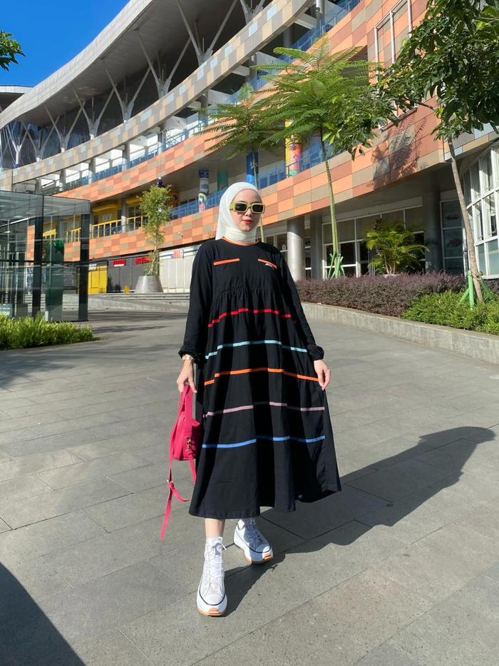 Midi Dress Kaos DM3 Bahan Combet Premium Lebaran Terbaru 2024 Kekinian Long Tunik DM3 Cloth Oversize