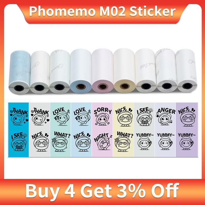 Stiker Printer Phomemo Perekat Diri Seri M02 Stiker Kertas Printer