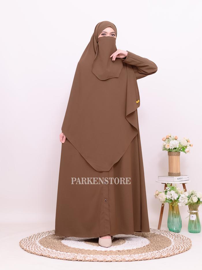 Gamis Maisha - Abaya Syar'i Set Hijab PASBAN + Free Cadar tali Sabrina Anti UV Wanita Muslim Dewasa