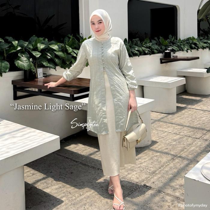 Tunik Embroidery Brukat Katun Bordir Kebaya Modern Baju Kondangan Dress Lebaran bordir Putih Muslim 