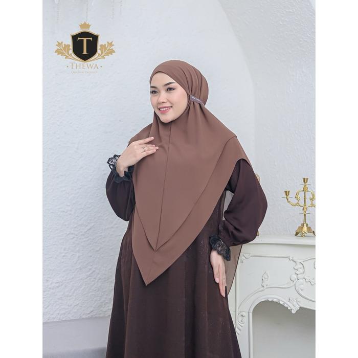 New THEWA - Hijab Khimar Kalina 2 Printing Tali Kerudung Seruty Babydoll