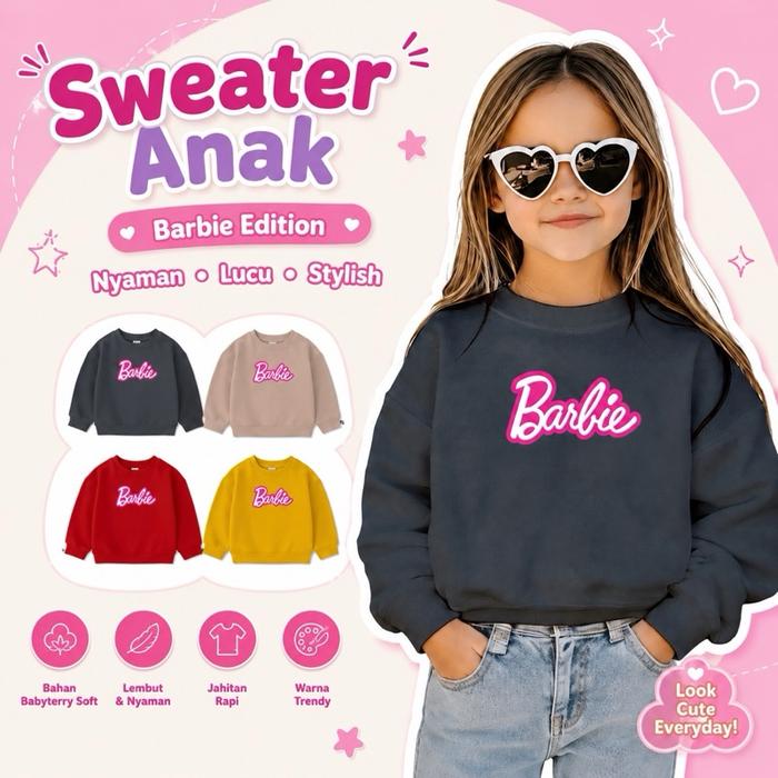 Baju sweater anak cewek cowok | Lengan panjang Barbie