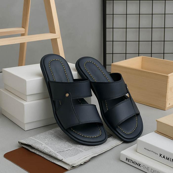Sandal Kulit Garut Asli 100% ORI V Cila | Big Size 44 45 46 47 48 | Sendal Selop Pria Ukuran Super J