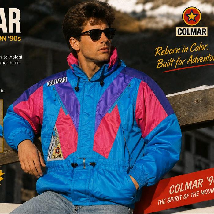Colmar Jaket Gunung Vintage dengan Desain Warna Cerah dan Logo Colmar