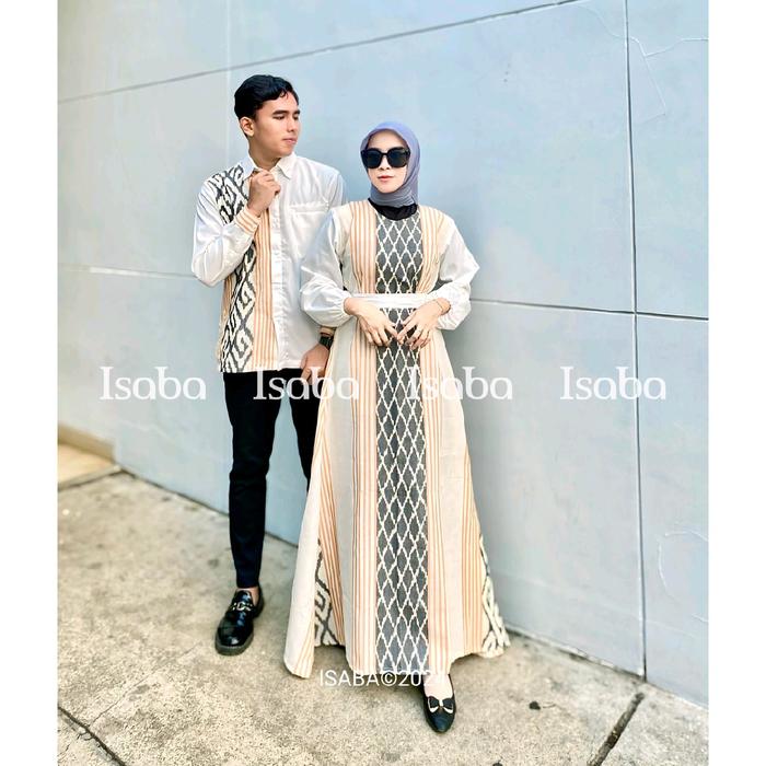 Isaba Dress Rania Baju Tenun Couple Kondangan Sarimbit Pasangan Dewasa Remaja Wanita Lamaran Panjang