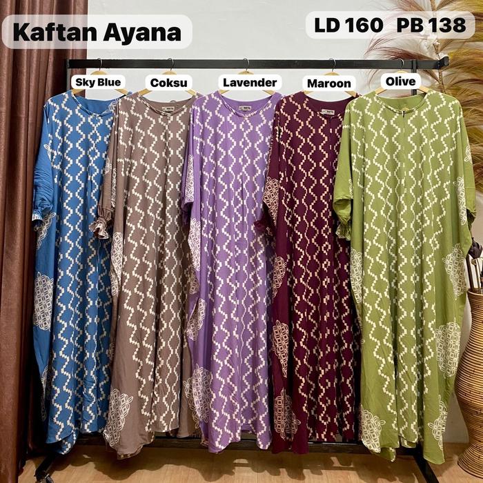 Kaftan Ayana HM Bahan Rayon Premium Super Tebal Busui Muslim Wanita Gamis Mewah Motif Dress Katun