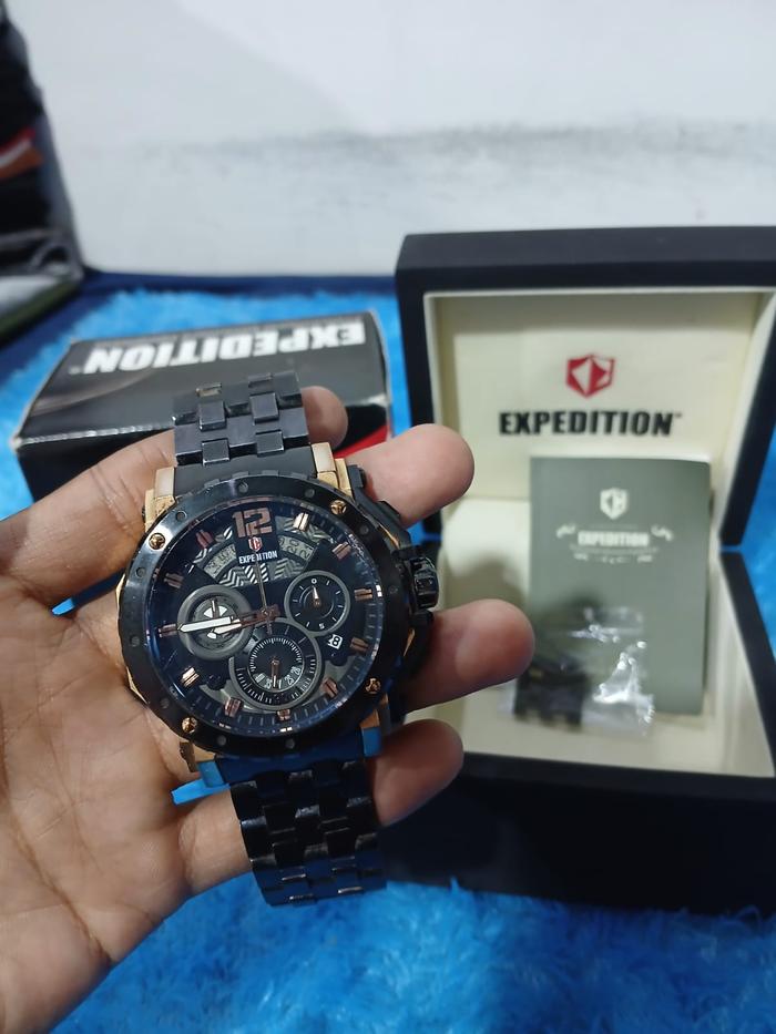 Jam Tangan Expedition E6402M Black / Rose gold Original Second Bekas Fullset