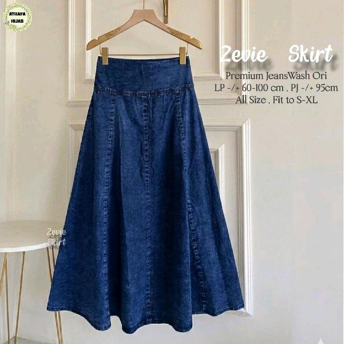 zevie skirt jeans import by A.N.Y store rok levis wanita rok jeans import one set rok kekinian outfi