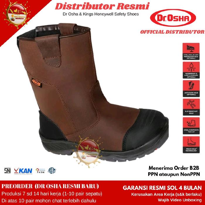 Sepatu Safety / Dr Osha Safety Shoes Mustang Boot 9373 S1 Composite Toe Cap - Sol Rubber PU sd 300°C