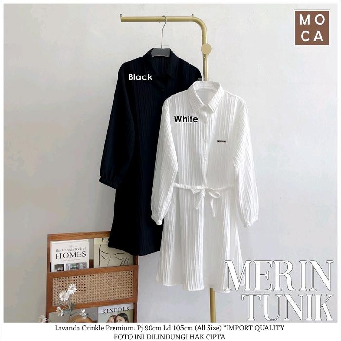Merin Tunik ORY by MOCA Tonik Cantik Edisi Hitam Putih Fashion Baju Trendy Cantik Nyaman