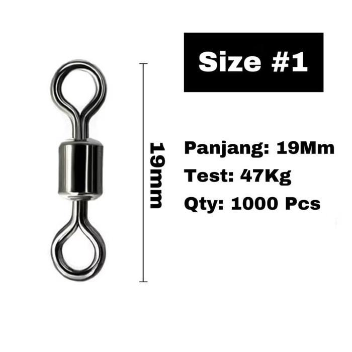 50pcs KiliKili Pancing Utk mancing Ikan swivel Connector Hook Fishing - SIZE 1