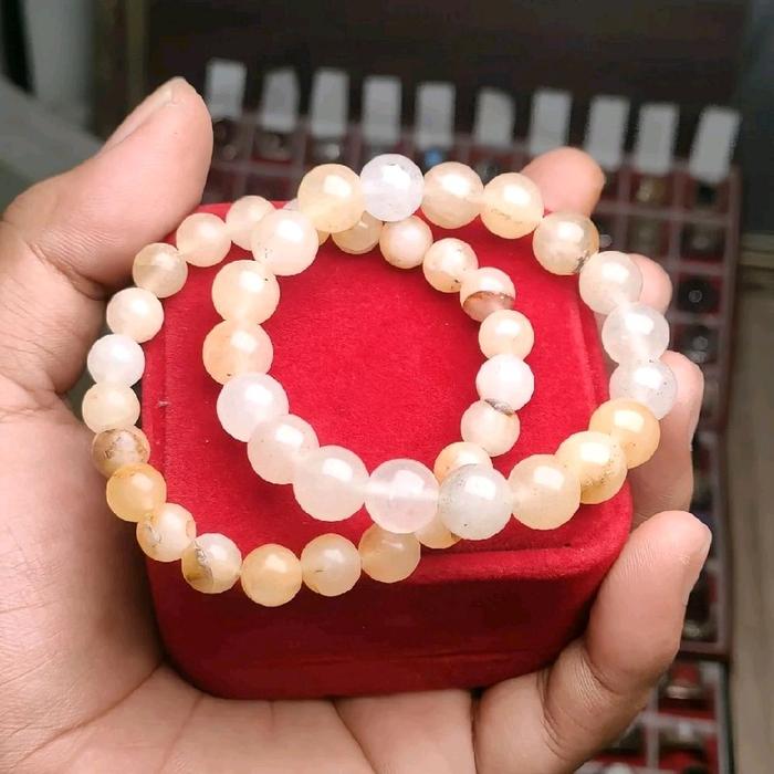 Gelang mg putih madu asli natural batu