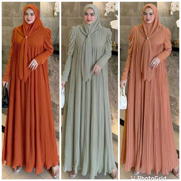 New arsya plisket dress set jilbab by fadiyah best seller