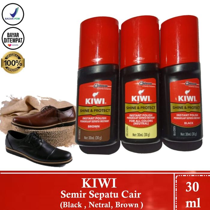 SEMIR SEPATU KIWI CAIR 30ML MURAH dari HKMART ALAT TULIS KANTOR Hitam & Brown & Neutral untuk Mengki