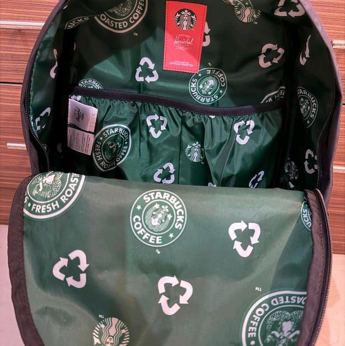 Starbucks Tas Ransel Herschel Hijau dengan Desain Logo Starbucks/ Backpack preloved - Original
