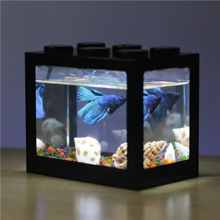 casa loger Aquarium Lego Lampu USB LED Light Akuarium Ikan Hias Cupang Kotak Acrylic Aquarium Mini