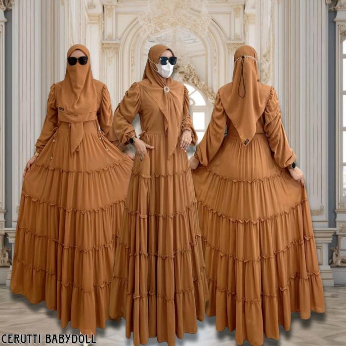 SITI Syar'i Gamis Set Hijab Segi Empat Free Cadar Tali Matt Ceruti BabyDoll By Aje Zas Collection Dr