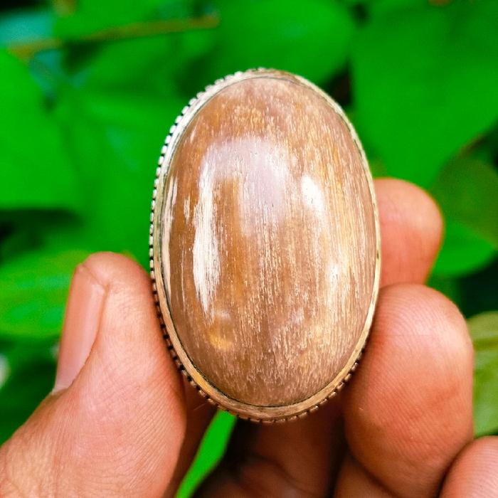 cincin batu akik fosil kelor kristal tembus super/pria/asesoris Rings