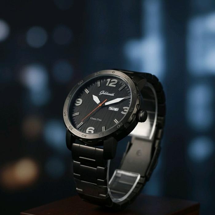 Goldsmith Jam Tangan Pria Goldsmith Time  Hari dan Tanggal Desain Elegan gst-8055 rt blk
