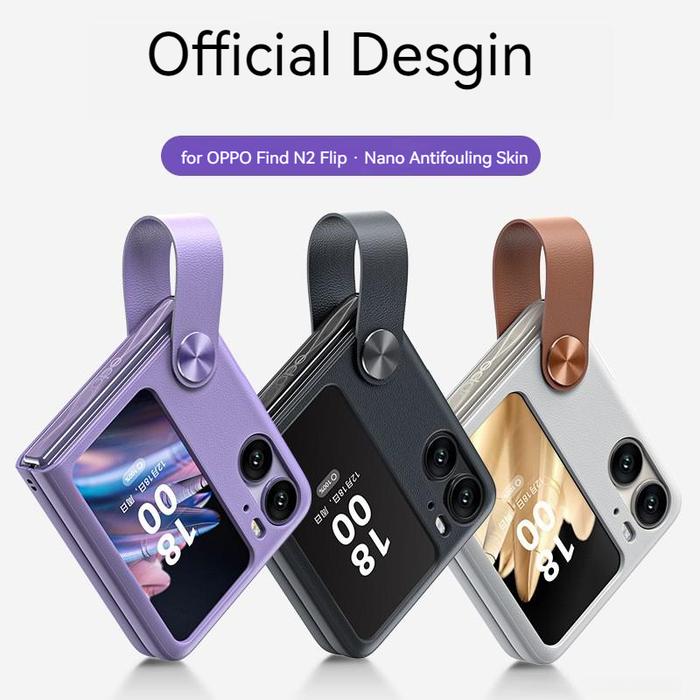 Find N2 Flip Hand Strap Real Pure Leather Case For OPPO Find N2 Flip