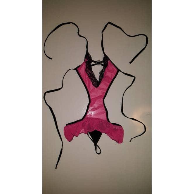 sexy lingerie teddy halter deep v neck