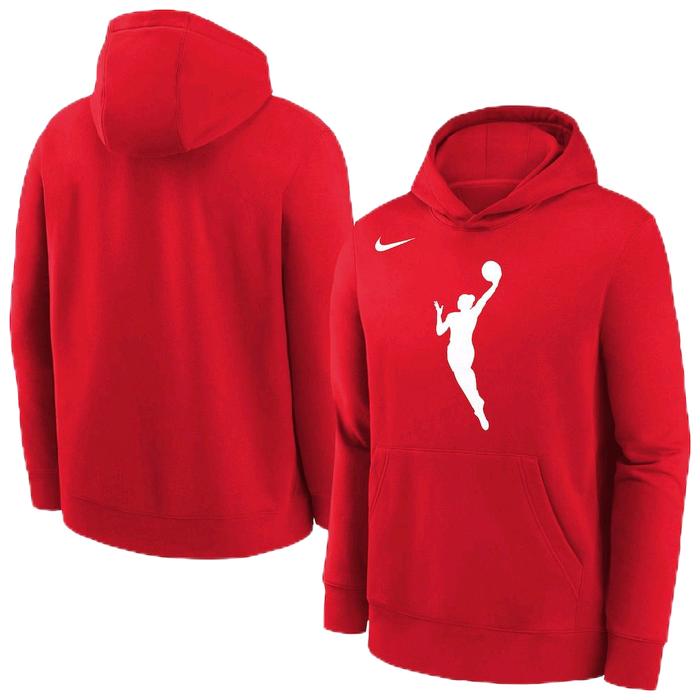 WNBA LOGO NIKE RED ESSENTIAL TEAM COTTON PULLOVER FLEECE HOODIE