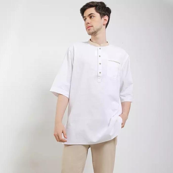KLS340WH - BAJU KEMEJA KOKO KURTA PRIA LOIS ORIGINAL PUTIH | LOIS JEANS