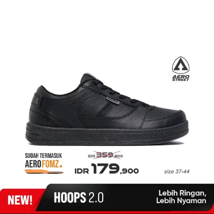 [TERMURAH 100% ORIGINAL AEROSTREET] Aerostreet 37-44 Hoops Low 2.0 All Black Sepatu Sneakers Casual 