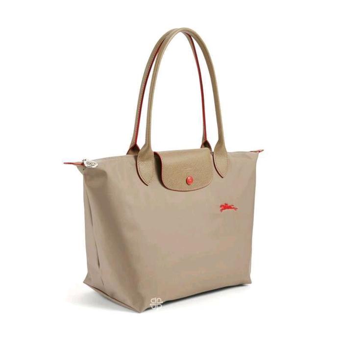 Longchamp Tote MLH Le Pliage Tas Tangan Wanita dengan Desain Lipat dan Tali Panjang