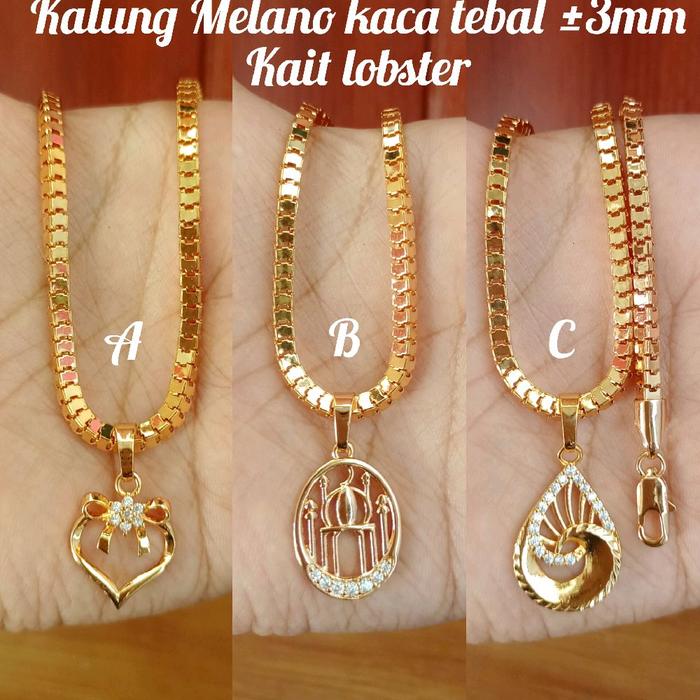 Kalung Melano KaCa Besar Tebal 3mm besar kait centolan lobster dewasa wanita aksesoris perhiasan kek