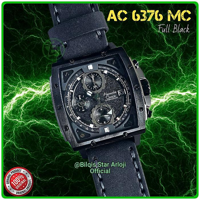 Alexandre Christie Pria Kotak Model RM Ac 6376 Mc Tali Kulit Full Black Original