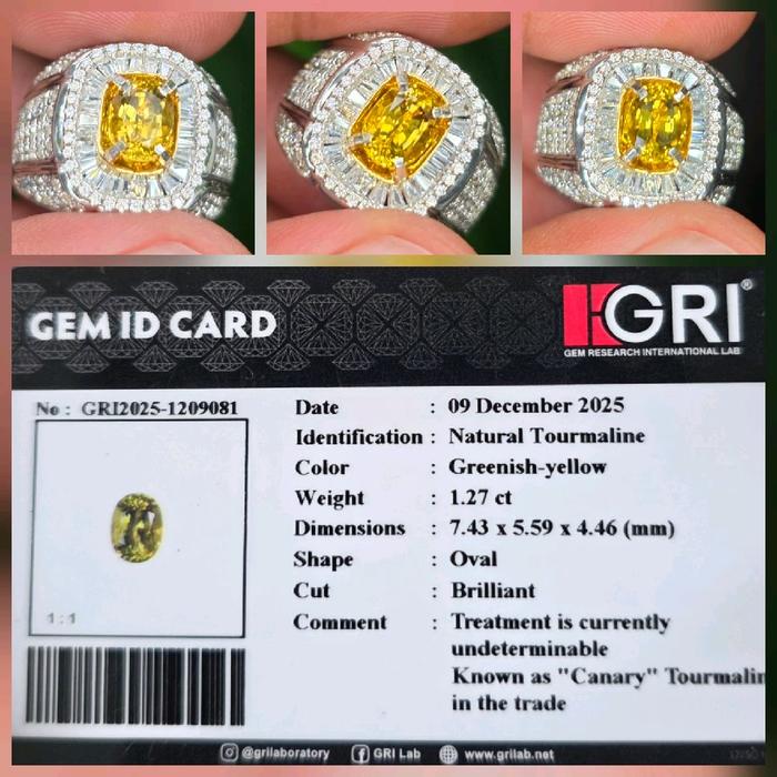 Batu Natural High Quality Canary Tourmaline Memo 1.27 crt