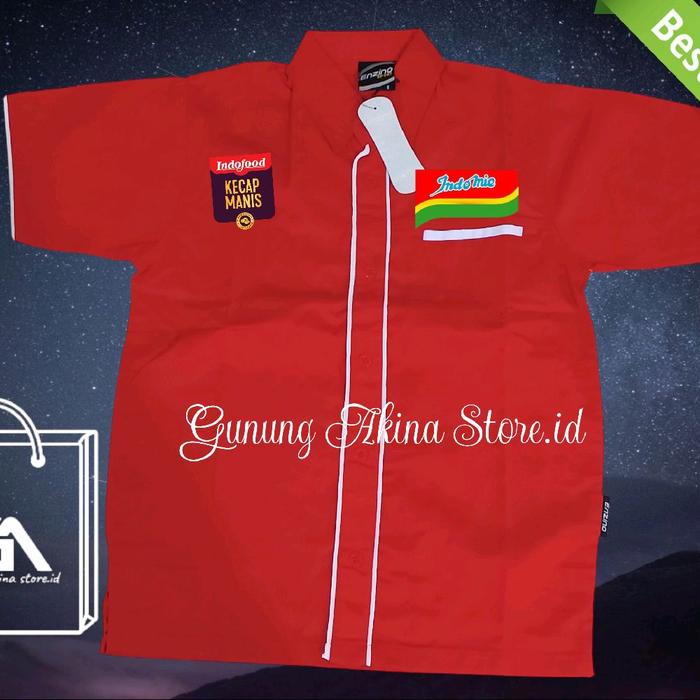 kemeja Indofood CBP baju pdh Indomie seragam kerja Indofood kecap manis merah pendek