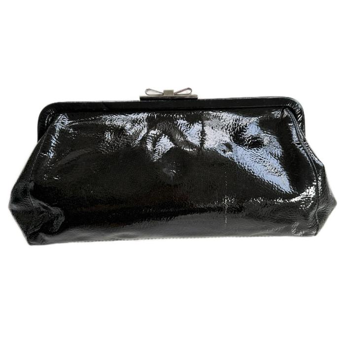 PRELOVED FURLA Black Clutch Patent Leather