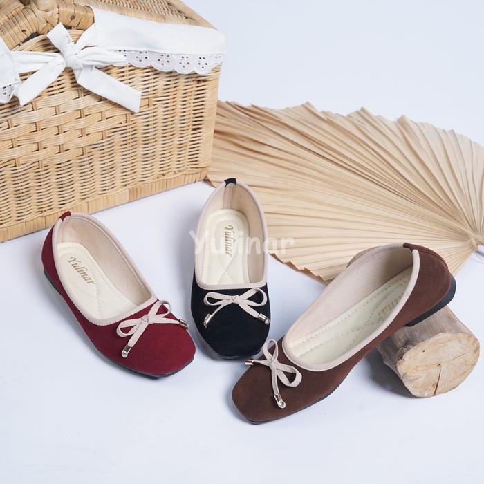 DALILLAN  OFFICIAL -sepatu balet flatshoes wanita korea vita platfrom full busa sol karet/ balet wan