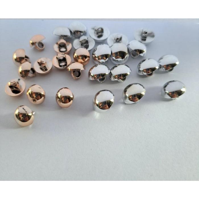 Kancing Baju Jamur Silver Polos Timbul - Isi 100 pcs Diameter 9 - 11 mm Kancing motif jamur polos em